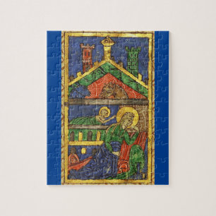 ANTIQUE NATIVITY CHRISTMAS PARCHMENT PUZZLE