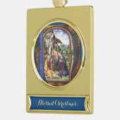 ANTIQUE NATIVITY PARCHMENT MONOGRAM Weihnachten Banner-Ornament Gold (Links)