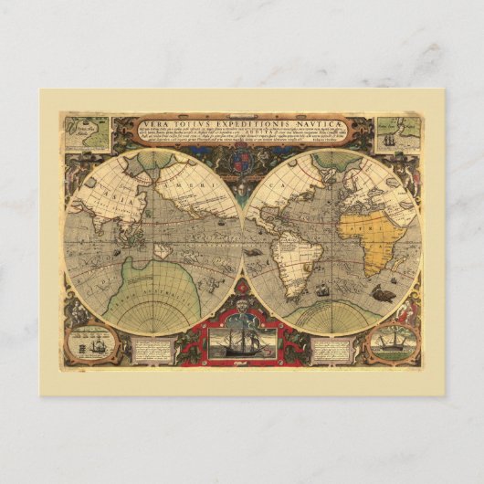 Antique Nautic World Map Postkarte (Vorderseite)