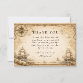 Antique Nautical Map Wedding Dankeskarte (Vorderseite)