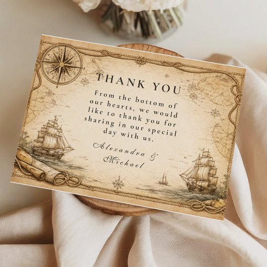 Antique Nautical Map Wedding Dankeskarte