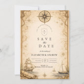 Antique Nautical Map Wedding Save The Date (Vorderseite)