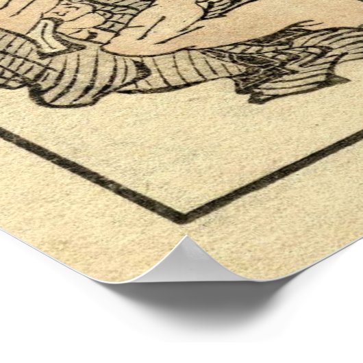 Antique Ninja & Samurai Manga von Katsushika Hokus Poster (Ecke)