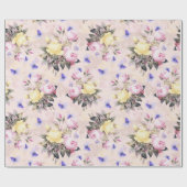 Antique Nostalgic Redouté Rose Blume Bouquets Geschenkpapier (Flach)