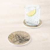 Antique Old General France Karte & Schiffslithogra Getränkeuntersetzer (Seite)