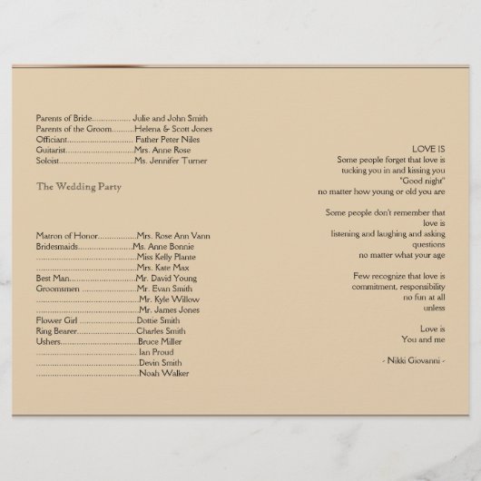 Antique Old World Map Hochzeitsprogramm (Rückseite)