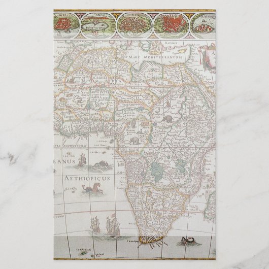 Antique Old World Map of Africa by Blaeu, c.1635 Briefpapier (Vorderseite)