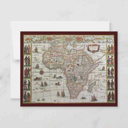 Antique Old World Map of Africa by Blaeu, c.1635 Einladung (Vorderseite)