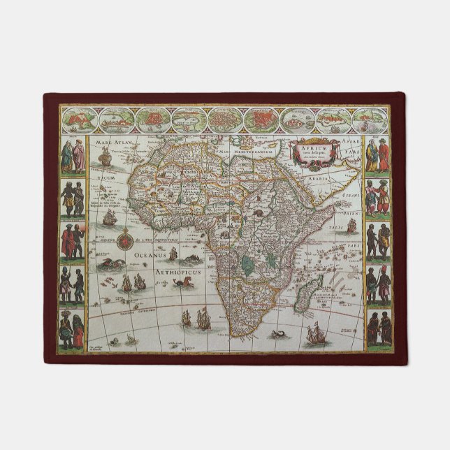 Antique Old World Map of Africa by Blaeu, c.1635 Fußmatte (Vorderseite)