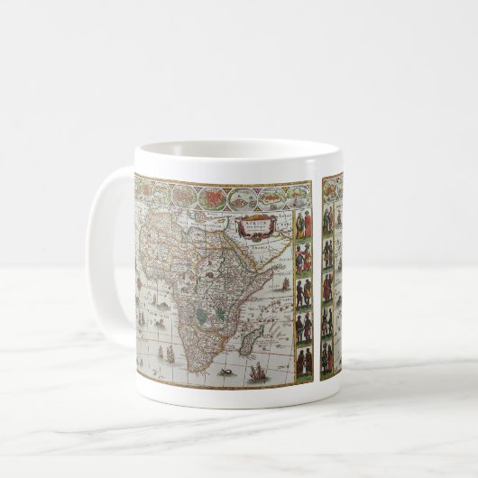 Antique Old World Map of Africa by Blaeu, c.1635 Kaffeetasse (Vorderseite Links)