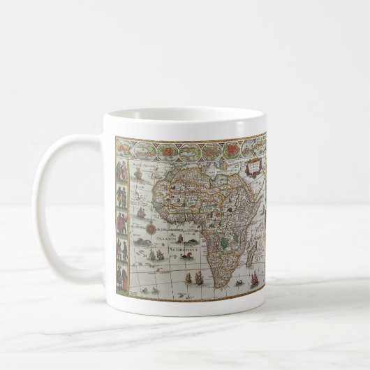 Antique Old World Map of Africa by Blaeu, c.1635 Kaffeetasse (Links)