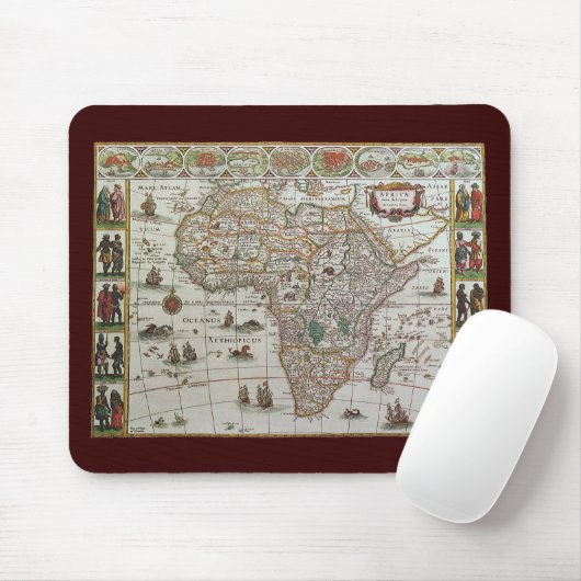 Antique Old World Map of Africa by Blaeu, c.1635 Mousepad (Mit Mouse)