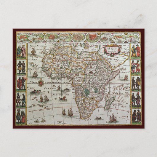 Antique Old World Map of Africa by Blaeu, c.1635 Postkarte (Vorderseite)
