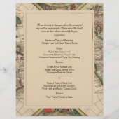 Antique Old World Map Wedding Menu (Vorderseite)