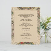 Antique Old World Map Wedding Menu (Stehend Vorderseite)