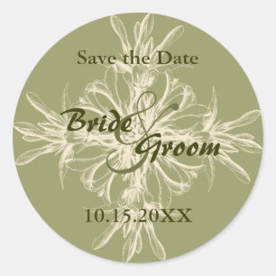 Antique Olive Save-the-Date-Aufkleber Runder Aufkleber