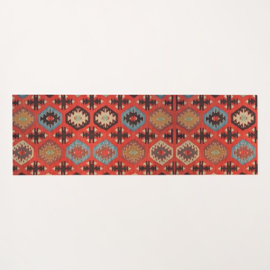 Antique Oriental Orange Red Kurdisch Kilim Yogamatte (Rückseite (Horizontal))
