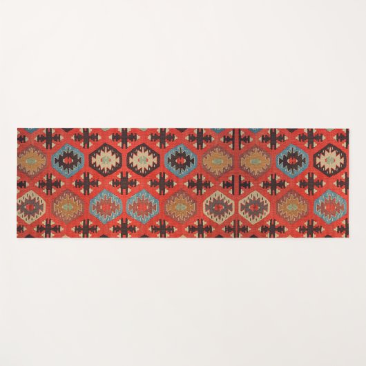 Antique Oriental Orange Red Kurdisch Kilim Yogamatte (Vorderseite (Horizontal))