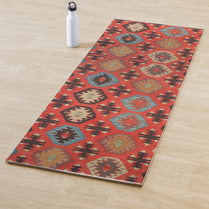 Antique Oriental Orange Red Kurdisch Kilim Yogamatte