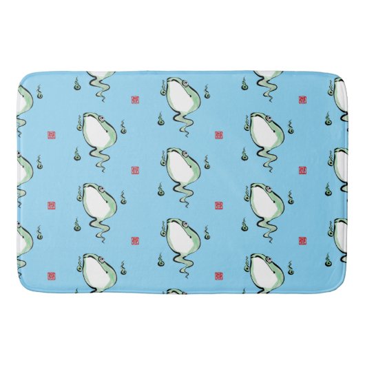 Antique Origin Story Grumpy Frog Japanischer Toad Badematte (Vorderseite)