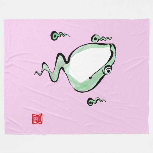 Antique Origin Story Grumpy Frog Japanischer Toad Fleecedecke (Vorderseite (Horizontal))