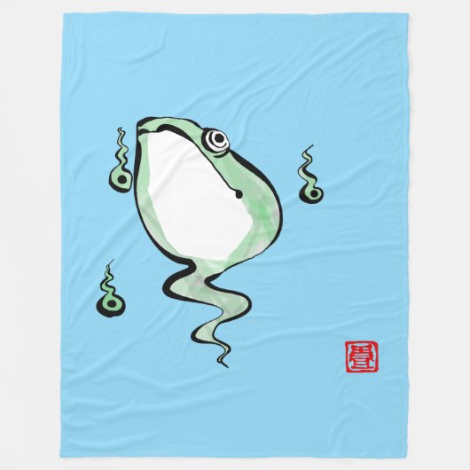 Antique Origin Story Grumpy Frog Japanischer Toad Fleecedecke (Vorderseite)