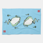 Antique Origin Story Grumpy Frog Japanischer Toad Geschirrtuch (Horizontal)