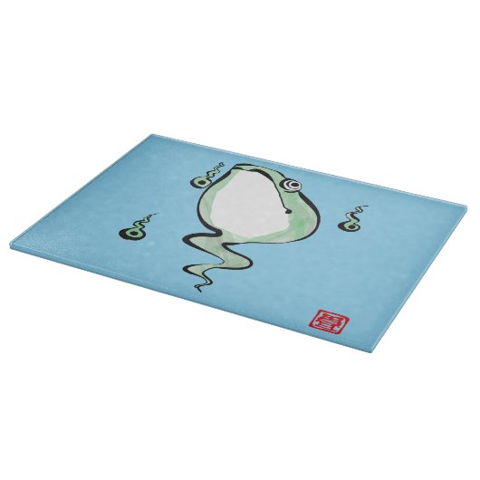 Antique Origin Story Grumpy Frog Japanischer Toad Schneidebrett (Ecke)