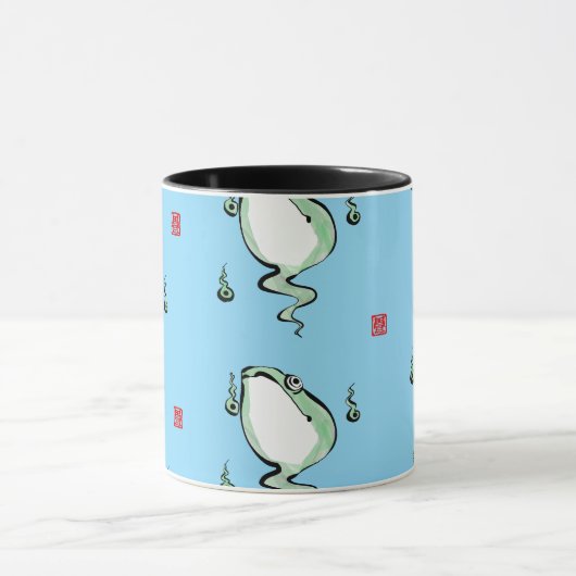 Antique Origin Story Grumpy Frog Japanischer Toad Tasse (Zentrum)