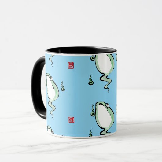 Antique Origin Story Grumpy Frog Japanischer Toad Tasse (Vorderseite Links)