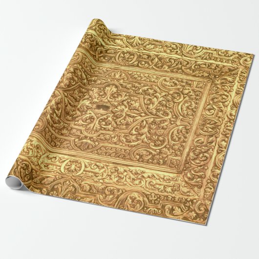 Antique Ornamental Golden Floral Pattern Geschenkpapier (Ungerollt)