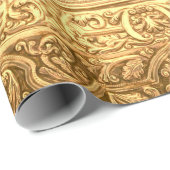 Antique Ornamental Golden Floral Pattern Geschenkpapier (Rolleneckpunkt)