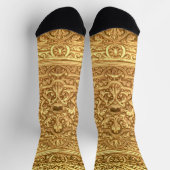 Antique Ornamental Golden Floral Pattern Socken (Oben)