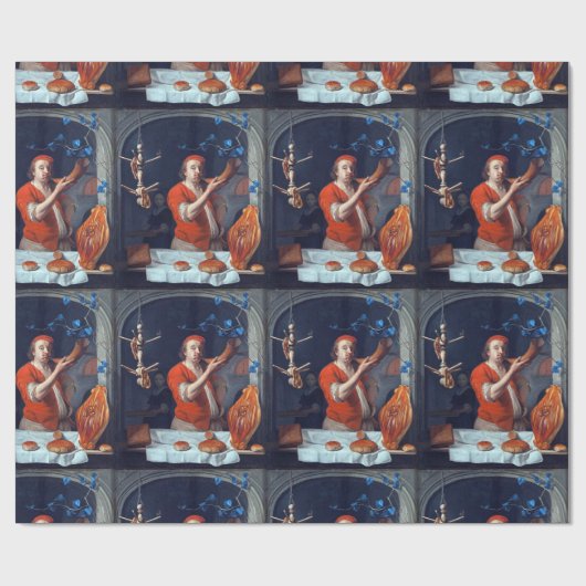 ANTIQUE OVEN BAKER, BAKERY BREAD SHOP GESCHENKPAPIER (Flach)