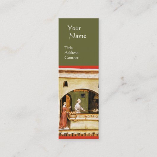 ANTIQUE OVEN BAKER, BAKERY BREAD SHOP MONOGRAM MINI VISITENKARTE (Vorderseite)