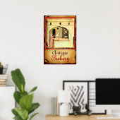 ANTIQUE OVEN BAKER, BAKERY BREAD SHOP POSTER (Heimbüro)