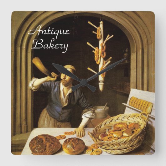 ANTIQUE OVEN BAKER, BAKERY BREAD SHOP QUADRATISCHE WANDUHR (Vorderseite)