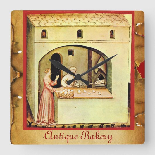 ANTIQUE OVEN BAKER, BAKERY BREAD SHOP QUADRATISCHE WANDUHR (Vorderseite)