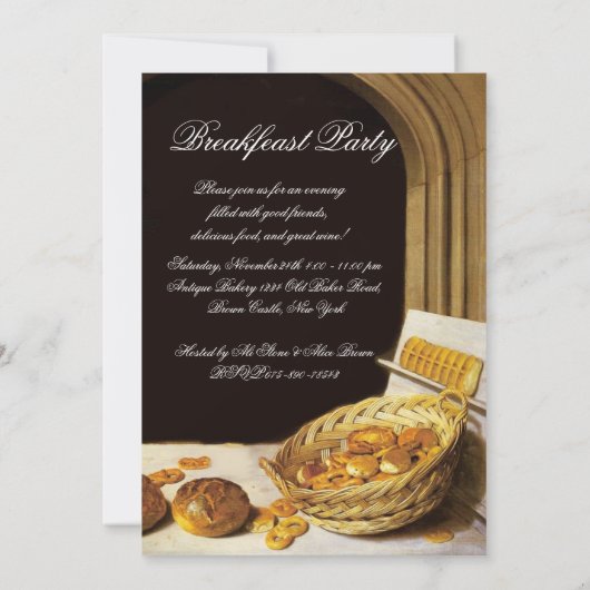 ANTIQUE OVEN BAKERY FRÜHSTÜCK PARTY EINLADUNG (Rückseite)