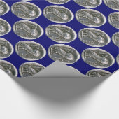 ANTIQUE OWL blau Geschenkpapier (Ecke)