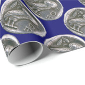 ANTIQUE OWL blau Geschenkpapier (Rolleneckpunkt)