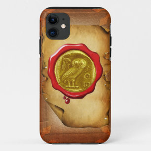 ANTIQUE OWL GOLD GELB ROTES WAX SIEGEL Perchment Case-Mate iPhone Hülle