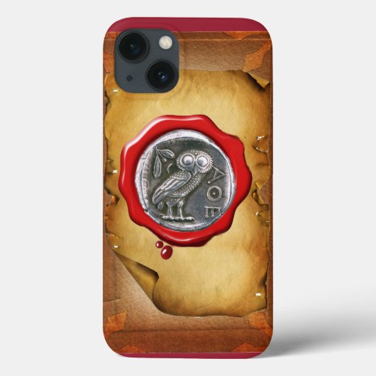 ANTIQUE OWL SILVER ROTES WAX SIEGEL Perchment Case-Mate iPhone Hülle (Rückseite)