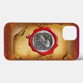 ANTIQUE OWL SILVER ROTES WAX SIEGEL Perchment Case-Mate iPhone Hülle (Rückseite (Horizontal))