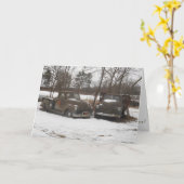 “Antique Oxford Mill Trucks" Christmas Card Karte (Gelbe Blume)