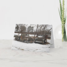 “Antique Oxford Mill Trucks" Christmas Card