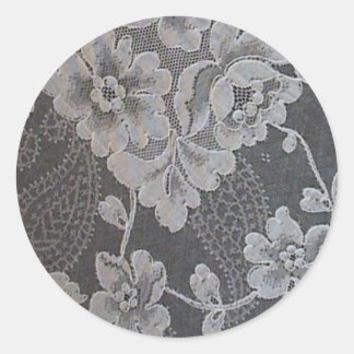Antique Paisley Alencon Lace Runder Aufkleber