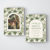 Antique Palm Tree Toile De Jouy Beach Wedding Einladung