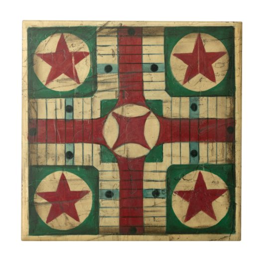 Antique Parcheesi Game Board von Ethan Harper Fliese (Vorderseite)