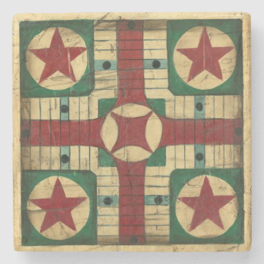 Antique Parcheesi Game Board von Ethan Harper Steinuntersetzer (Vorderseite)
